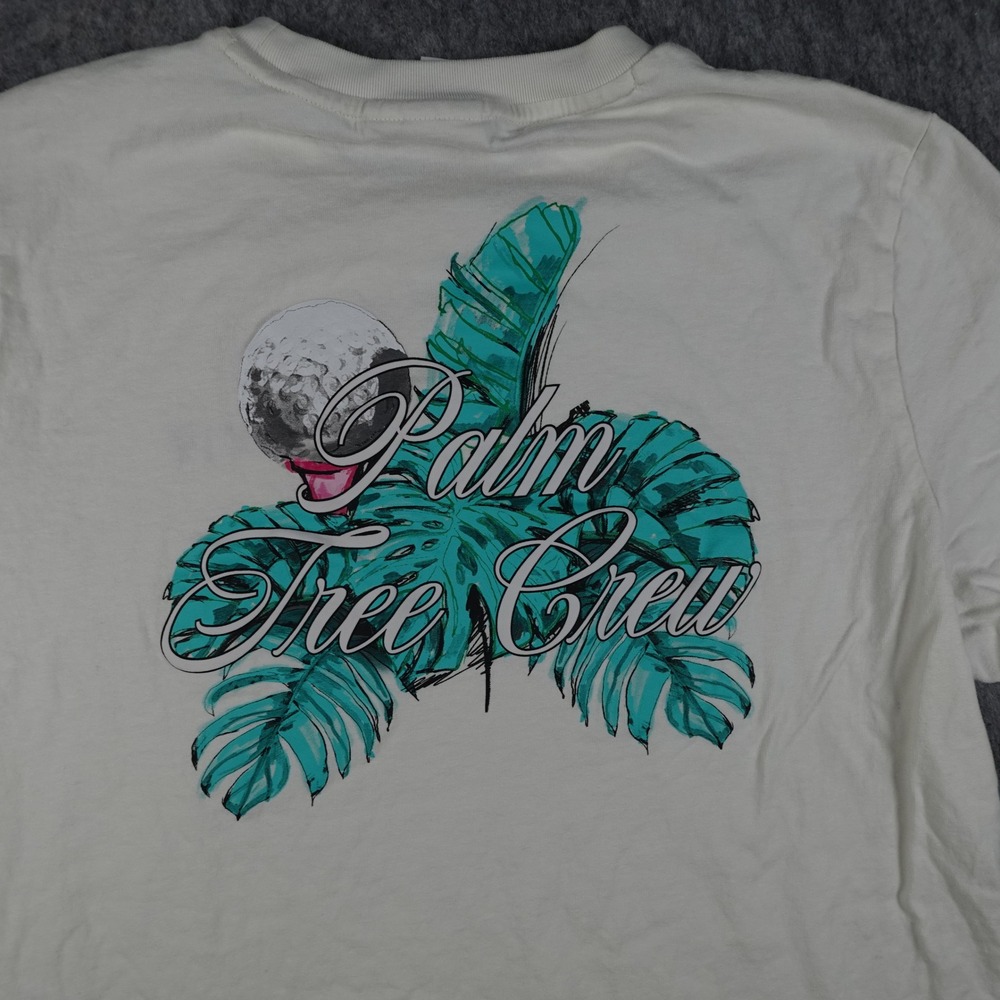 Puma Shirt Mens Large White Palm Tree Crew PTC Golf Graphic Short Sleeve Cotton